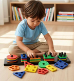 Colourful Shape Sorting & Stacking Toy – Educational Peg Board