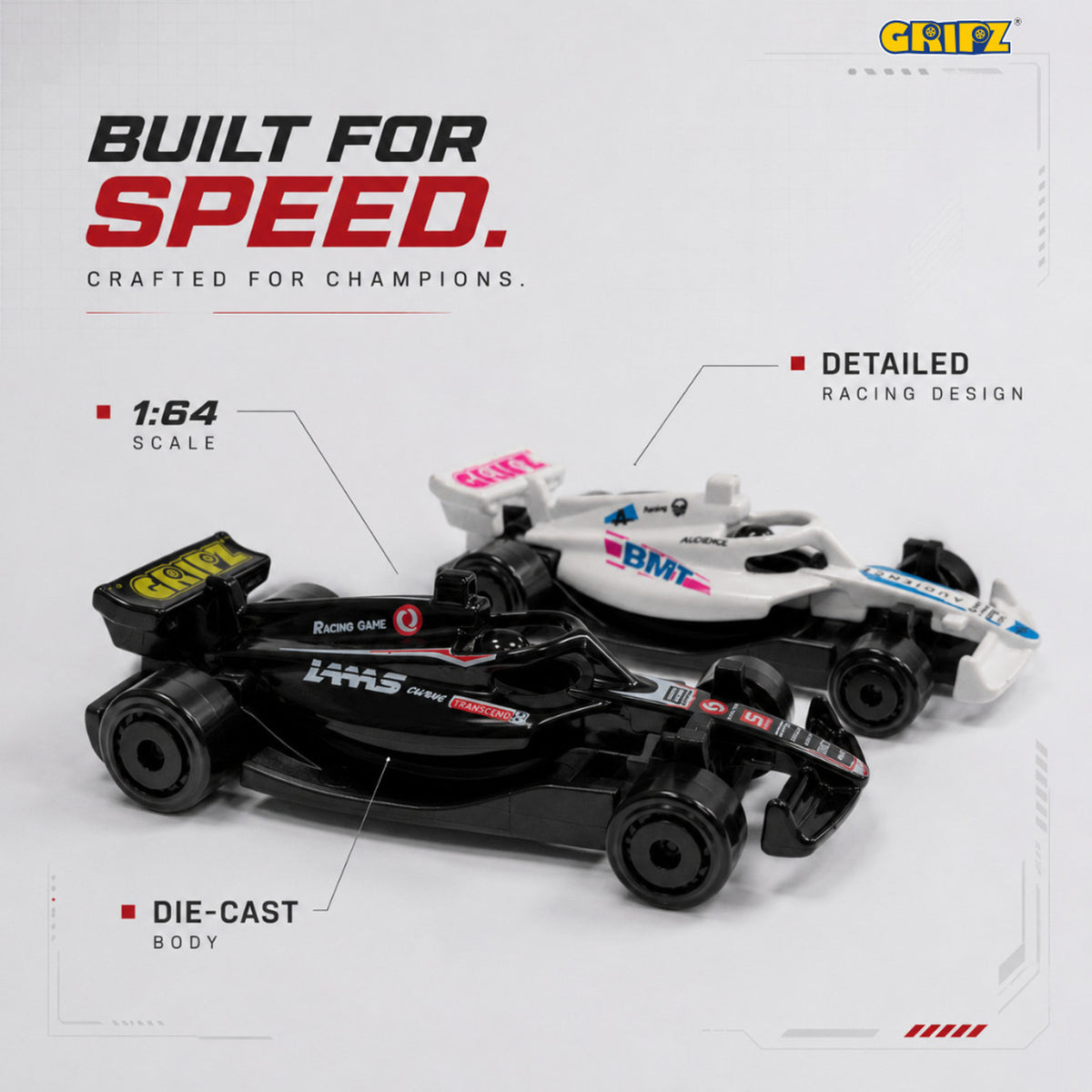 White open-wheel style racing car from the Speed Demons 1:64 die-cast two-car pack