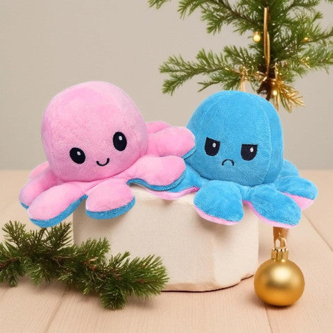 Reversible Octopus Plush Toy – Pink & Blue Mood Octopus